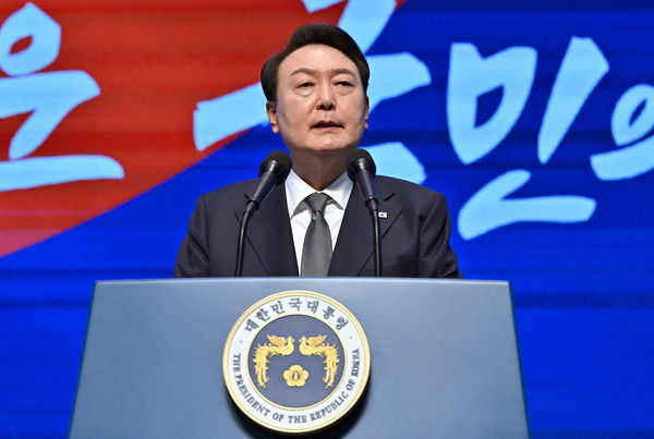 ▲▼尹錫悅2023年3月1日首次以南韓總統身分發表三一節紀念詞。（圖／路透）