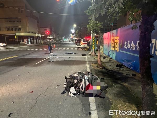 ▲高雄岡山發生一起死亡車禍，肇事轎車駕駛逃逸            。（圖／記者吳奕靖翻攝）