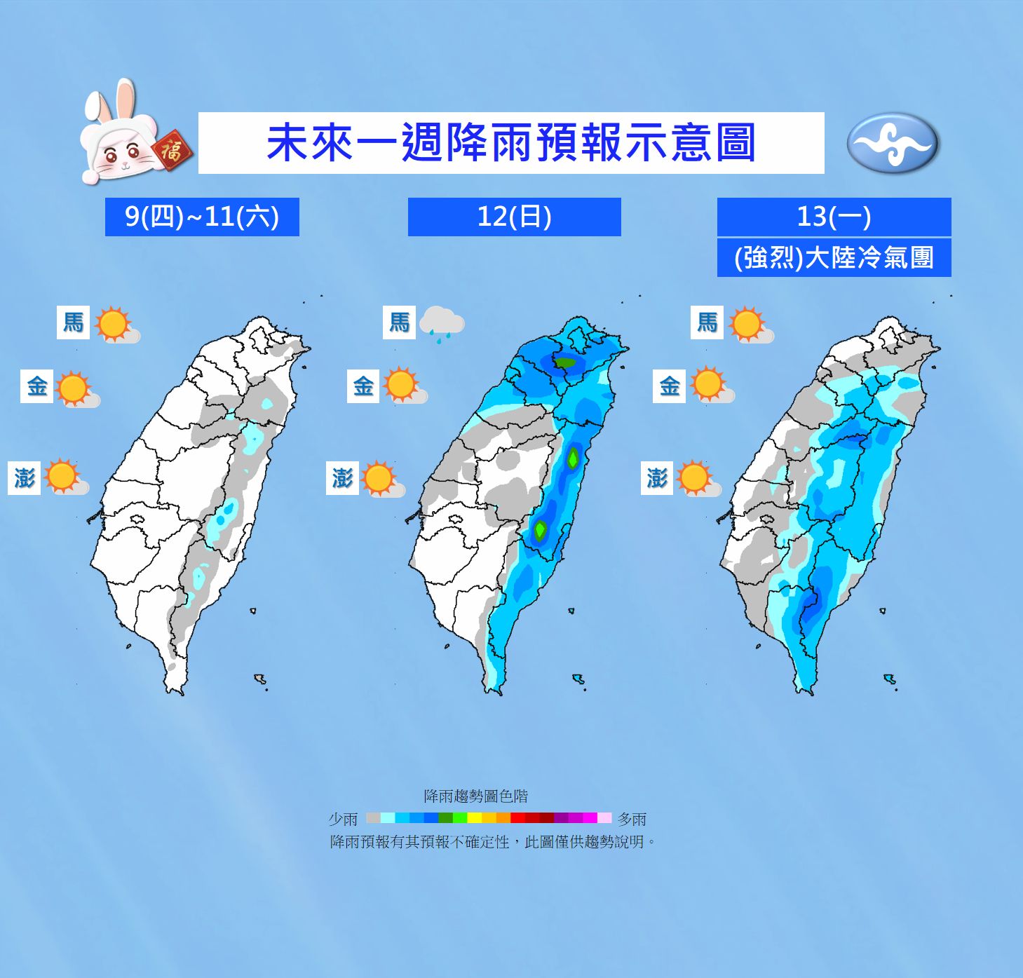 ▲未來一周天氣趨勢。（圖／氣象局）