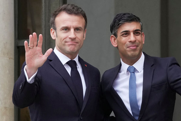 ▲▼法國總統馬克宏（Emmanuel Macron）與英國首相蘇納克（Rishi Sunak）。（圖／路透）