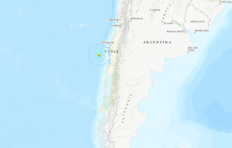 ▲智利外海發生地震。（圖／翻攝USGS）