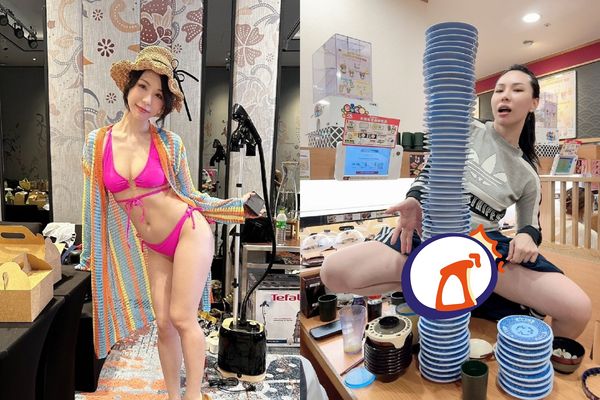 ▲▼AV女優苡若在迴轉壽司店「撩裙拍照」引發討論。（圖／攝自苡若推特）