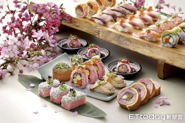 ▲欣葉日本料理在壽司中帶入櫻花元素，壽司米透著淡淡粉色。（圖／欣葉提供）