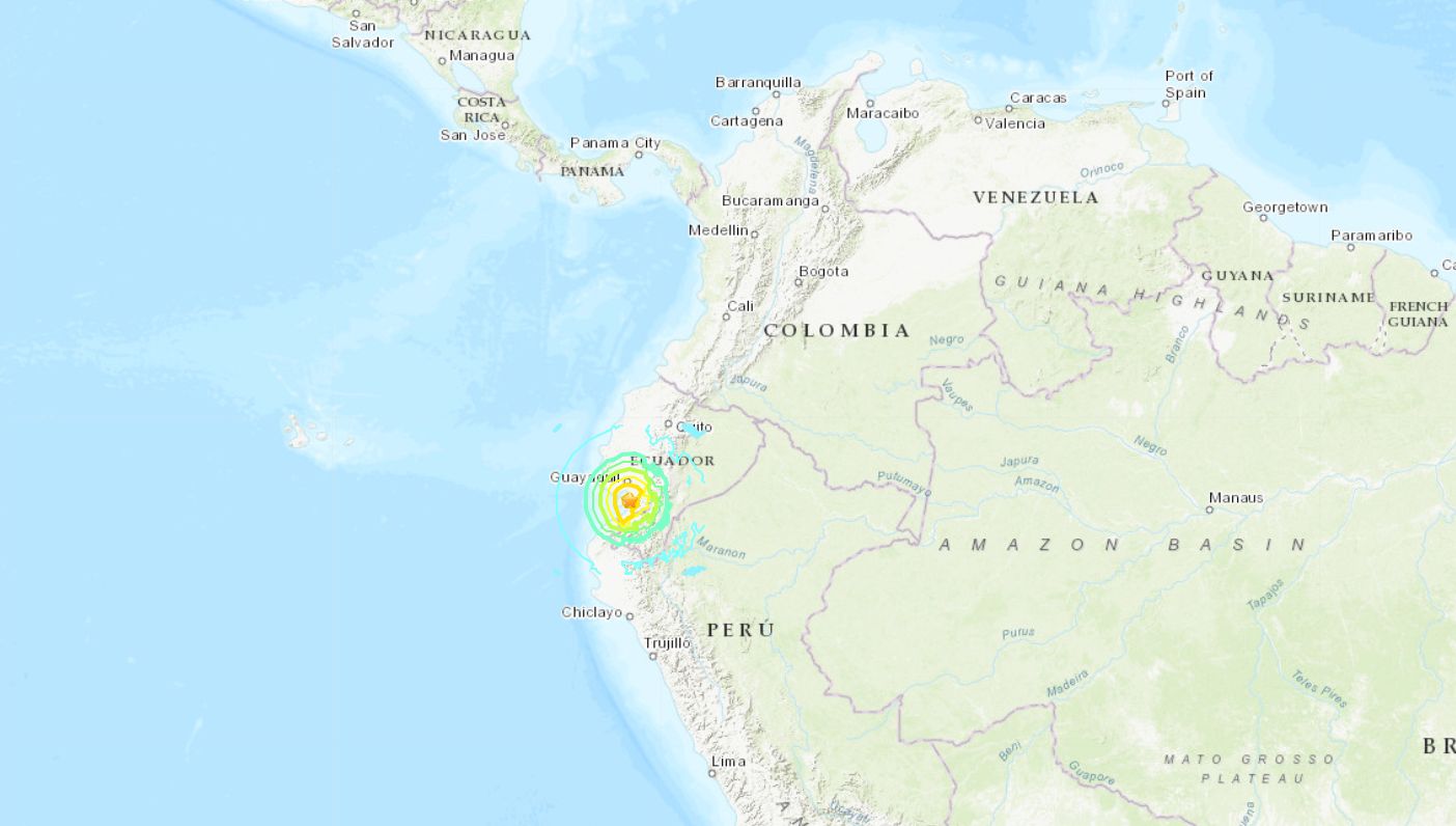 ▲厄瓜多發生強震。（圖／翻攝USGS）