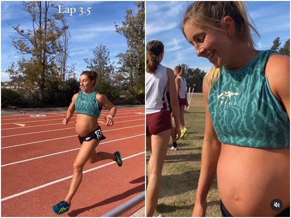 ▲▼美國加州30歲孕婦麥勒（Makenna Myler）挺著9個月孕肚跑出1600公尺5分17秒佳績。（圖／翻攝自IG／benzmakenz）