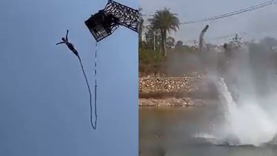 港男泰國玩高空彈跳「繩索突斷裂」　10層樓躍下直墜水裡驚悚畫面全錄