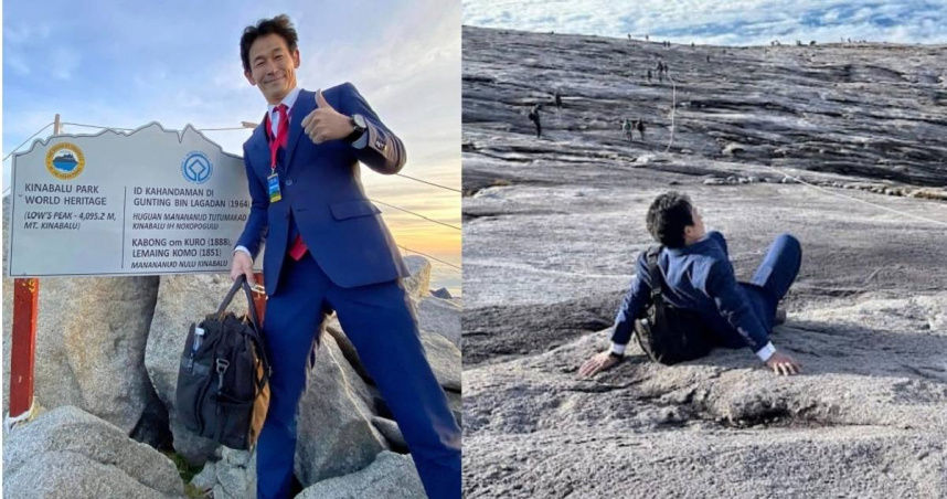 日本西裝店老闆超狂！穿自家產品征服馬來西亞「4千米神山」　