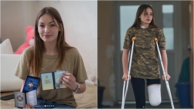 ▲▼19歲烏克蘭志願軍盧西亞（Rusya Danilkina）在戰火中失去小腿。（圖／翻攝instagram@rusya_danilkina）