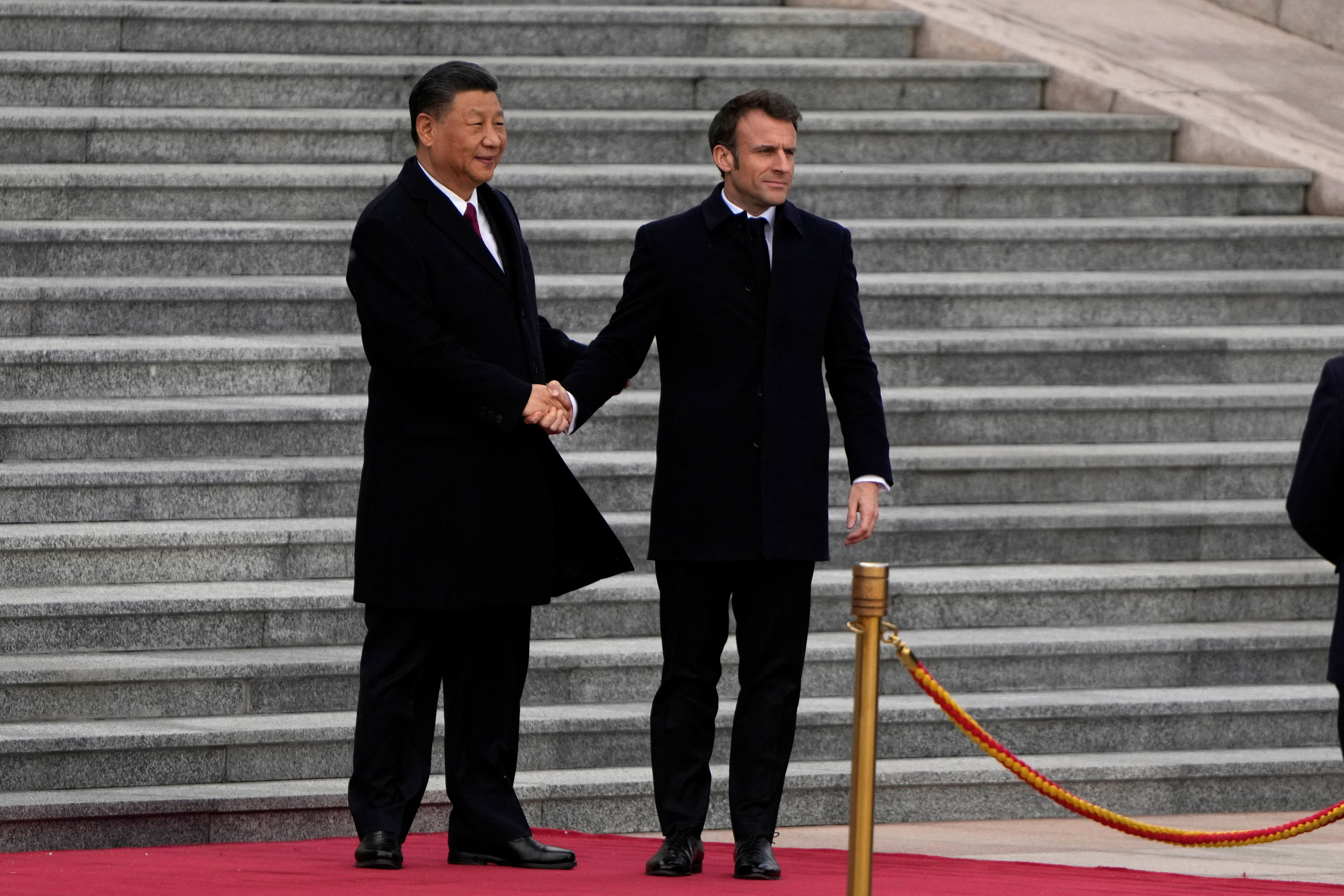 ▲▼法國總統馬克宏（Emmanuel Macron）訪中,習近平,中法。（圖／路透社）