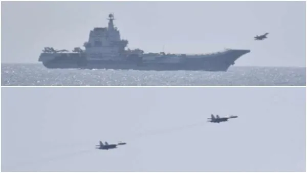 ▲▼日本防衛省統合幕僚監部發布中國航空母艦「山東號」起降艦載機的照片。（圖／翻攝推特@jointstaffpa）