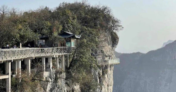 中國有3男1女近日在張家界風景區集體跳崖。（圖／翻攝自微博）