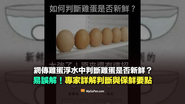 ▲▼雞蛋沉水才是新鮮的？專家回應了「難判斷」教用1方式判斷。（圖／事實查核中心MyGoPen）