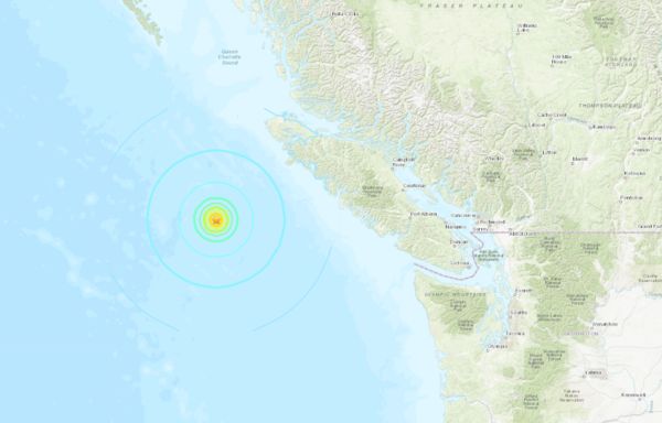 ▲▼加拿大西部外海發生規模6淺層地震 無海嘯威脅。（圖／翻攝USGS）