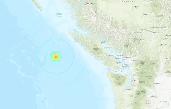 ▲▼加拿大西部外海發生規模6淺層地震 無海嘯威脅。（圖／翻攝USGS）