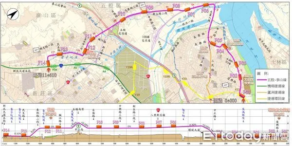 ▲▼  新北市捷運局規劃五泰輕軌延伸泰板輕軌路線圖。（圖／新北市捷運工程局提供）