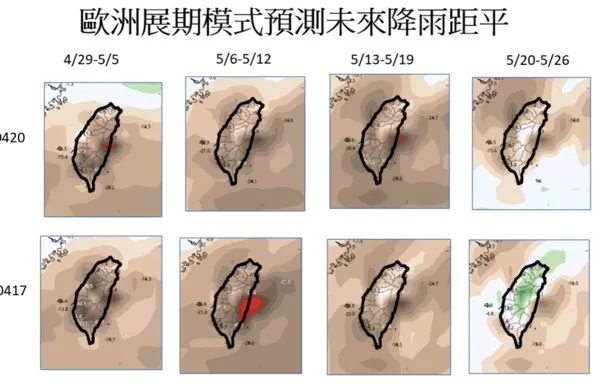 ▲▼根據未來模式預測，5月環境不力梅雨鋒面建立。（圖／賈新興）