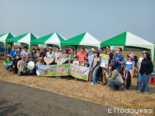 ▲台南市野鳥學會在台南歸仁區台糖沙崙農場，舉辦「雉在沙崙共享西瓜生態季」活動，邀請民眾認識沙崙農場的豐富生態，現場出現超過100隻三級保育類燕鴴，令人振奮。（圖／台南市野鳥學會提供，下同）