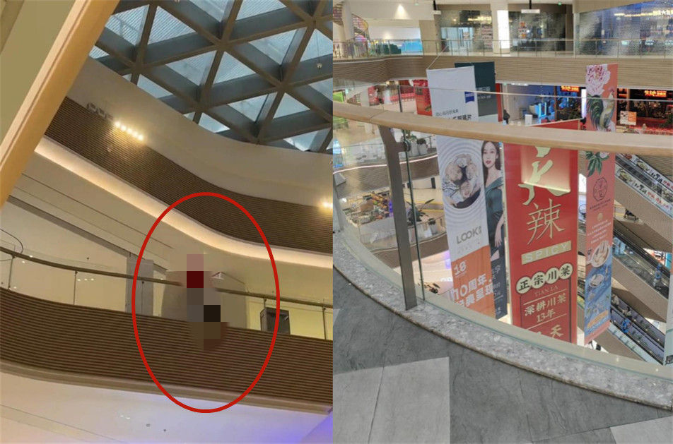 ▲▼上海一女子逛商場被跳樓者砸傷住進ICU。（圖／翻攝自極目新聞）
