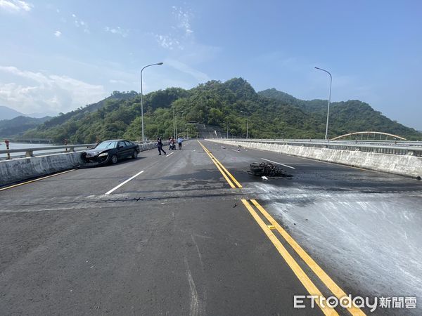 ▲張姓女子騎機車行經集集攔河堰，不幸遭逆向車輛撞擊身亡。（圖／記者高堂堯翻攝）