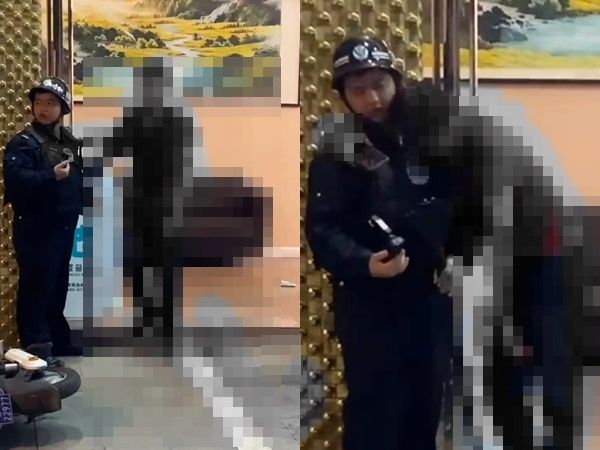 ▲▼黑衣男酒店前持刀猛砍！1男滿臉血衣服被染紅　女子哭求：放過他。（圖／翻攝微博）