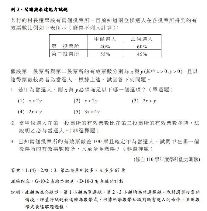 ▲▼大考中心公布114學年分科測驗數乙測驗範圍與試題舉例。（圖／記者許敏溶攝）