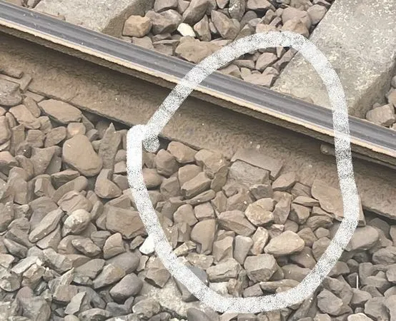 ▲▼網友爆料台鐵瑞芳站鋼軌扣夾鬆脫。（圖／臉書社團「鐵道文化之旅」）