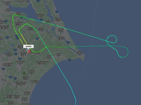 ▲▼星宇航空在成田機場遇「恐怖怪風」，飛機改降名古屋，加油後再飛往成田。（圖／翻攝flightradar24）