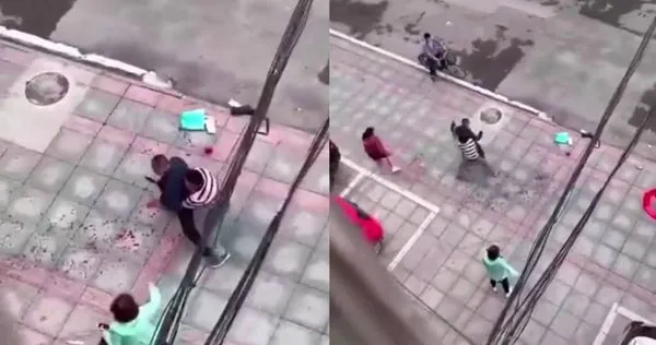 大陸廣東浮雲一名男子8日下午持刀刺傷小8歲的前妻。（圖／翻攝微博）