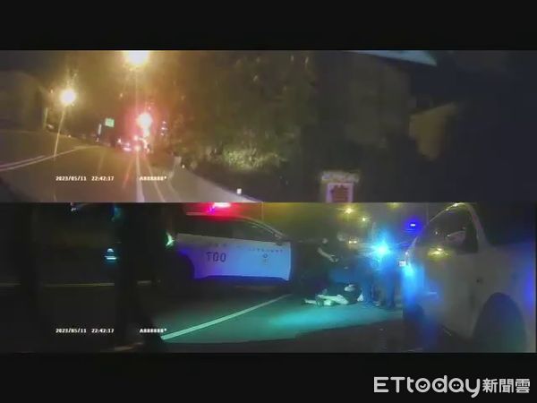 ▲陳姓毒品嫌犯試圖開車衝撞警車、拒捕逃逸，最後仍被警網圍捕就逮。（圖／記者高堂堯翻攝）