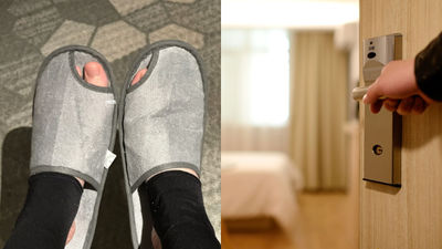 飯店拖鞋「為什麼腳趾處要開洞」？她納悶到底怎麼穿才對　網解答長知識了