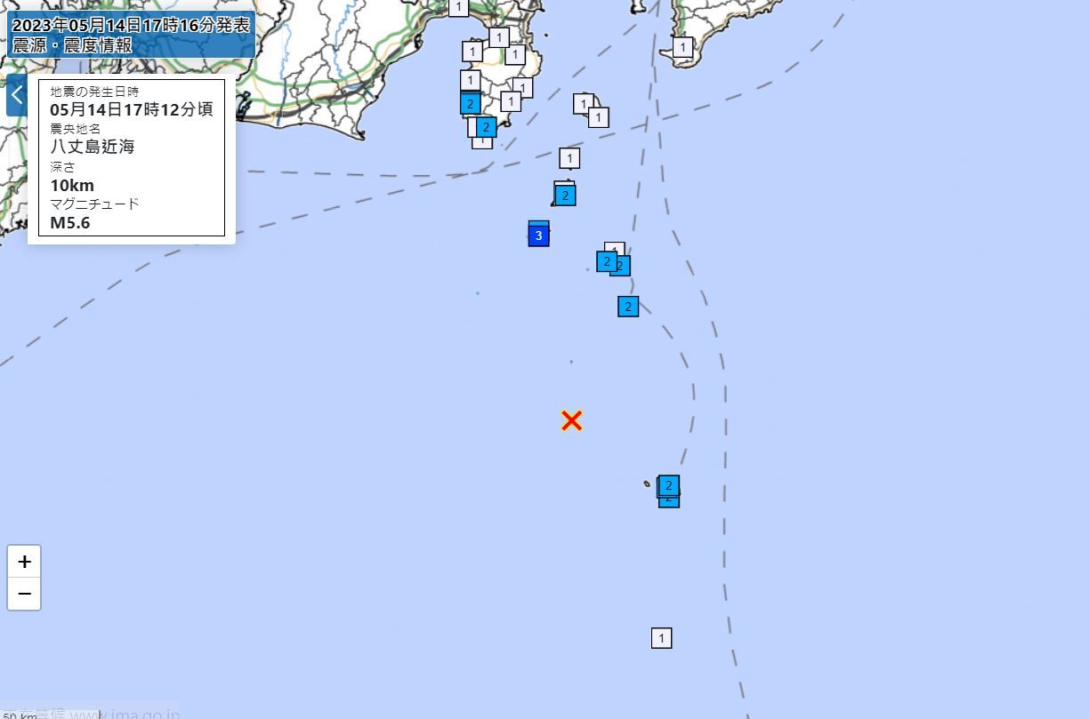 ▲▼ 日本神津島5.6地震！東京離島「強烈搖晃」　最大震度3。（圖／氣象廳）