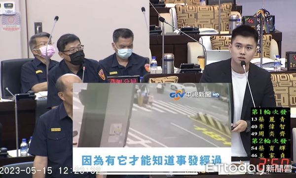 ▲台南市議員蔡宗豪質疑台南市警局長廖宗山，對北區國賓大樓要加強治安維護，並要增加裝設監視器的預算，守護市民朋友。（圖／記者林悅翻攝，下同）