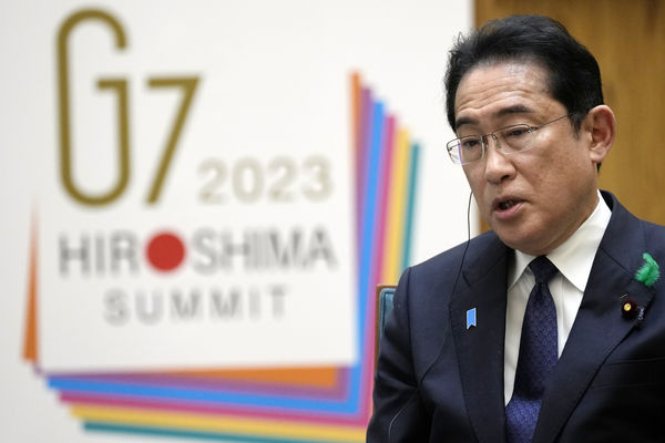 ▲▼日本首相岸田文雄在G7國際媒體中心開幕式上發表談話。（圖／達志影像／美聯社）