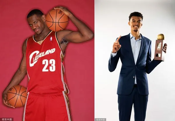 ▲▼左為菜鳥季的詹姆斯，右為2023年NBA準狀元「法國怪物」溫班亞瑪。（圖／CFP）