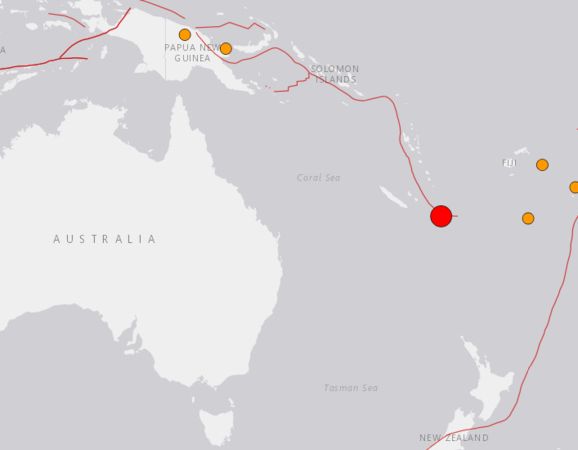 ▲▼ 法國位於南太平洋的羅雅提群島（Loyalty Islands）發生規模7.7地震。（圖／翻攝自USGS）