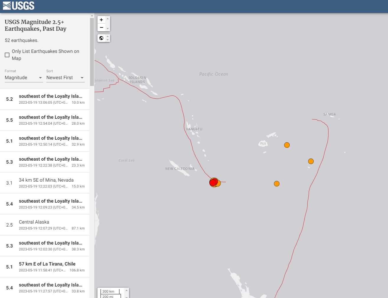 ▲▼南太平洋2小時連8震。（圖／翻攝自USGS）