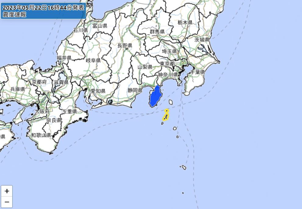 ▲▼快訊／日本東京近海5.3地震　最大震度5弱。（圖／氣象廳）