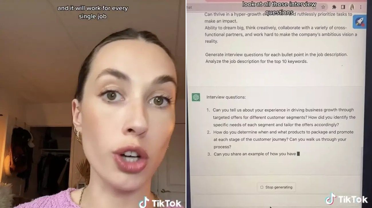 ▲▼網友分享用Chat GPT準備面試。（圖／翻攝自tiktok@hannagetshired）