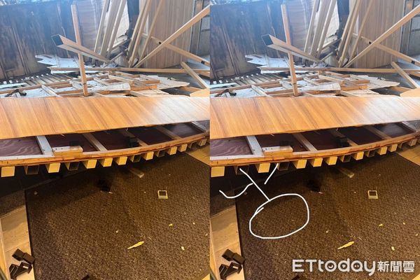 ▲走在騎樓「整座招牌塌陷掉下」　被砸傷蕭姓民眾呼籲：餐廳請重視行人安全。（圖／蕭小姐提供）