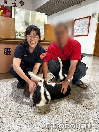 ▲恆春分局建民派出所警員李怡茹、潘恆宗連絡吳姓女飼主領回愛犬             。（圖／記者陳崑福攝）