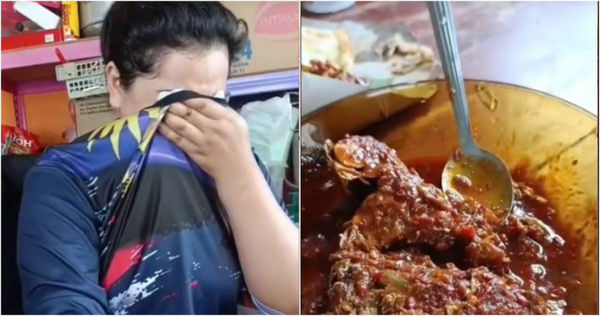 女子吃著母親生前最後一道佳餚而悲痛哭泣。（圖／翻攝自TikTok「Boi_AsamBoY」）