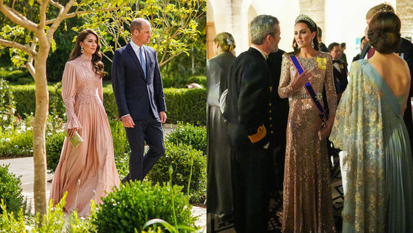 ▲▼威廉夫婦驚喜出席約旦王儲婚禮，凱特王妃身穿超美禮服低調優雅。（組圖／達志影像／美聯社）