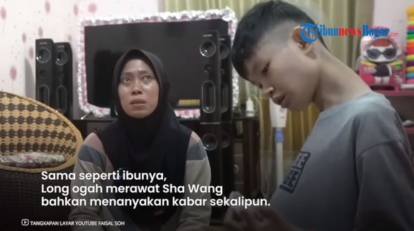 ▲▼曾在台灣工作的印尼女移工西蒂（Siti Aisyah）宣稱她將黃姓台灣雇主的24歲唐氏症兒子帶回印尼照顧4年。（圖／翻攝自YouTube／Tribunnews Bogor）
