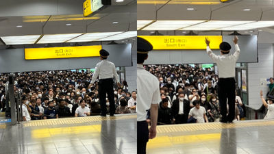 颱風害JR停駛「旅客擠爆名古屋站」　日網拍到搞笑一幕：站務員像在開演唱會