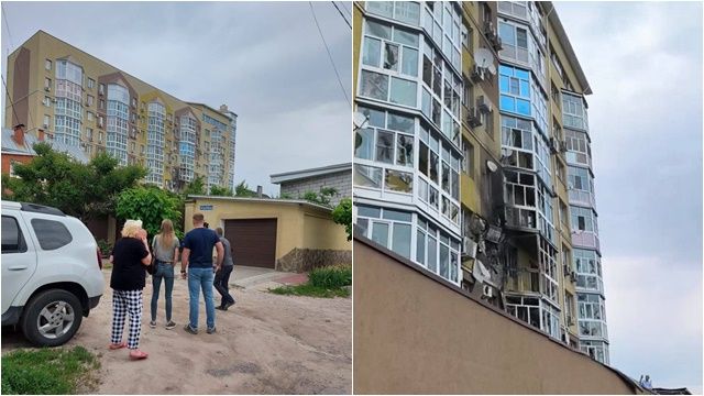 ▲▼俄國南部沃羅涅日州（Voronezh）首府沃羅涅日一棟公寓大樓9日遭無人機撞上。（圖／翻攝推特）