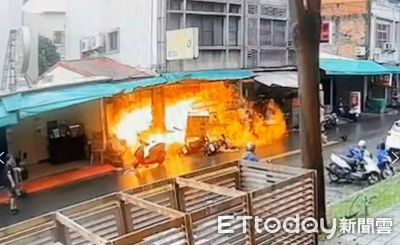 氣爆瞬間！女騎士逆撞瓦斯桶　民眾摀鼻狂逃…下秒噴大火球5傷送醫