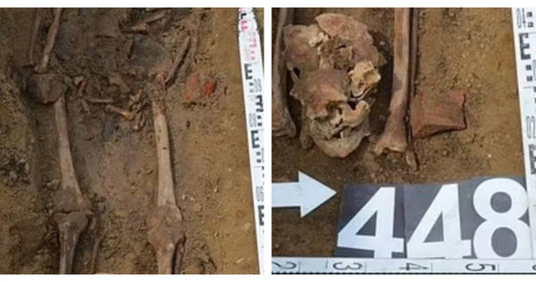 考古學家在墳墓中發現被當時人們認為是「吸血鬼」的屍體骨骼，屍體也進行特殊處理，像是嘴裡叼著硬幣，兩腿夾著頭骨。（圖／Maciej Stromski提供，下同）