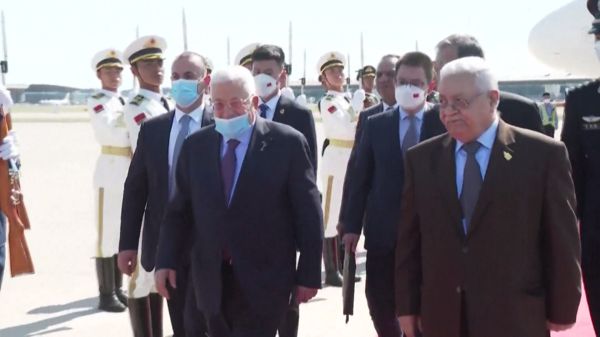 ▲巴勒斯坦總統阿巴斯抵達中國大陸，展開為期四天的訪問。（圖／CFP）