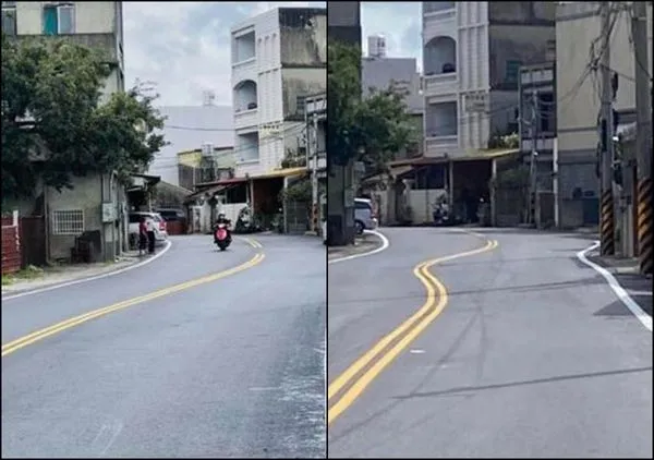 ▲▼道路標線惹議稱網友變造圖片 頭份公所挨批傲慢。（圖／翻攝自曾玟學臉書）