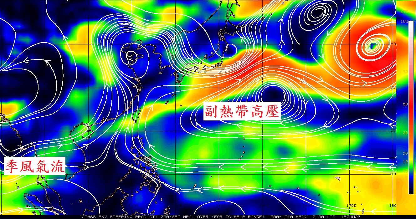 ▲▼副熱帶高壓增強，季風氣流北上華東，梅雨將往長江流域。（圖／鄭明典）